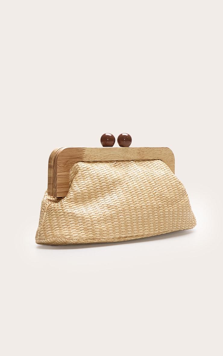 Natural Raffia Clutch With Tortoiseshell Detail Product Image