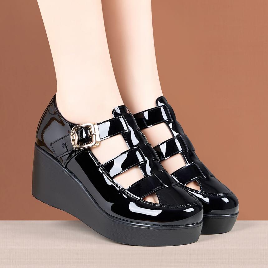 Platform Patent Leather Wedge Gladiator Sandals Product Image