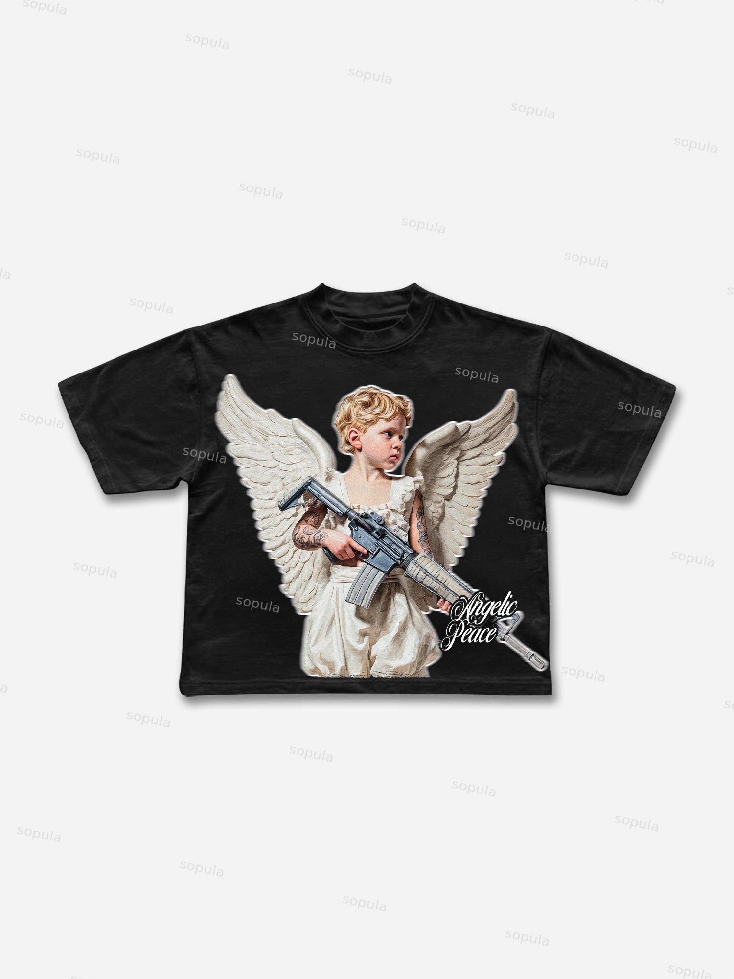 Anti-war Angel Graphic Cropped T-shirt Product Image