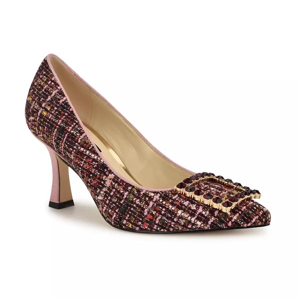 Nine West Jaquee Women's Buckle Toe Embellished Dress Pumps, Size: 5.5, Pink Tweed Team Product Image