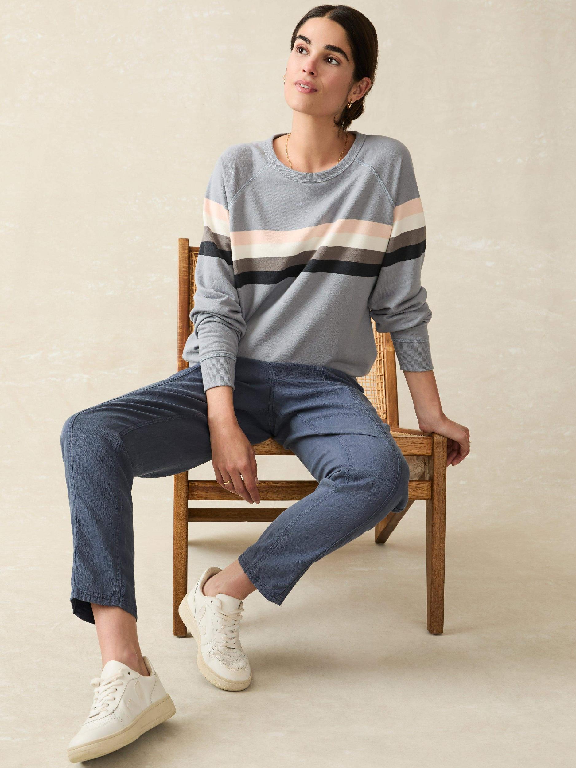 Coastal Cloud Cotton Crew - Blue Westward Stripe Female Product Image