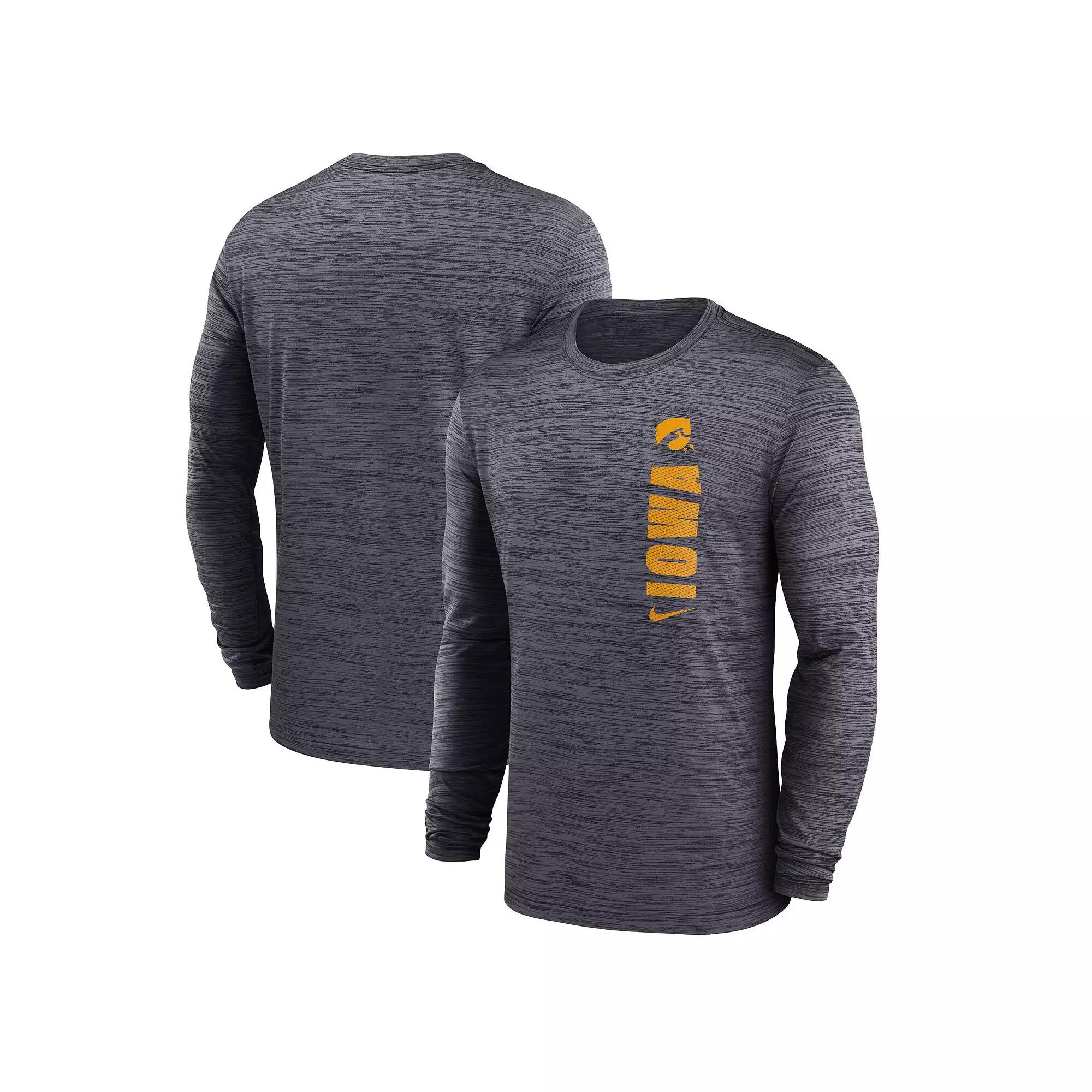 Men's Nike Black Iowa Hawkeyes 2024 Sideline Velocity Performance Long Sleeve T-Shirt,  Product Image
