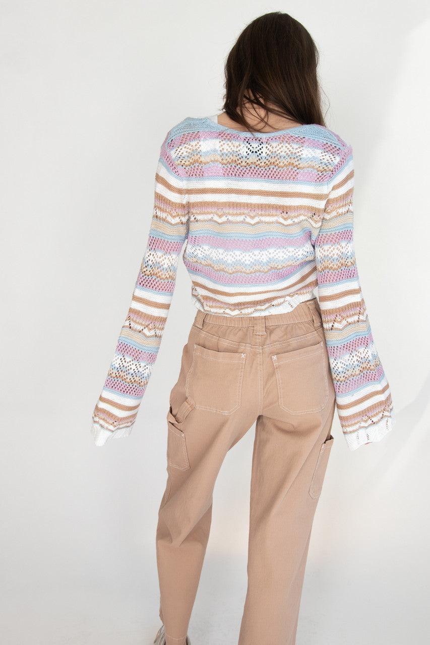 Striped Pointelle Cardigan Product Image