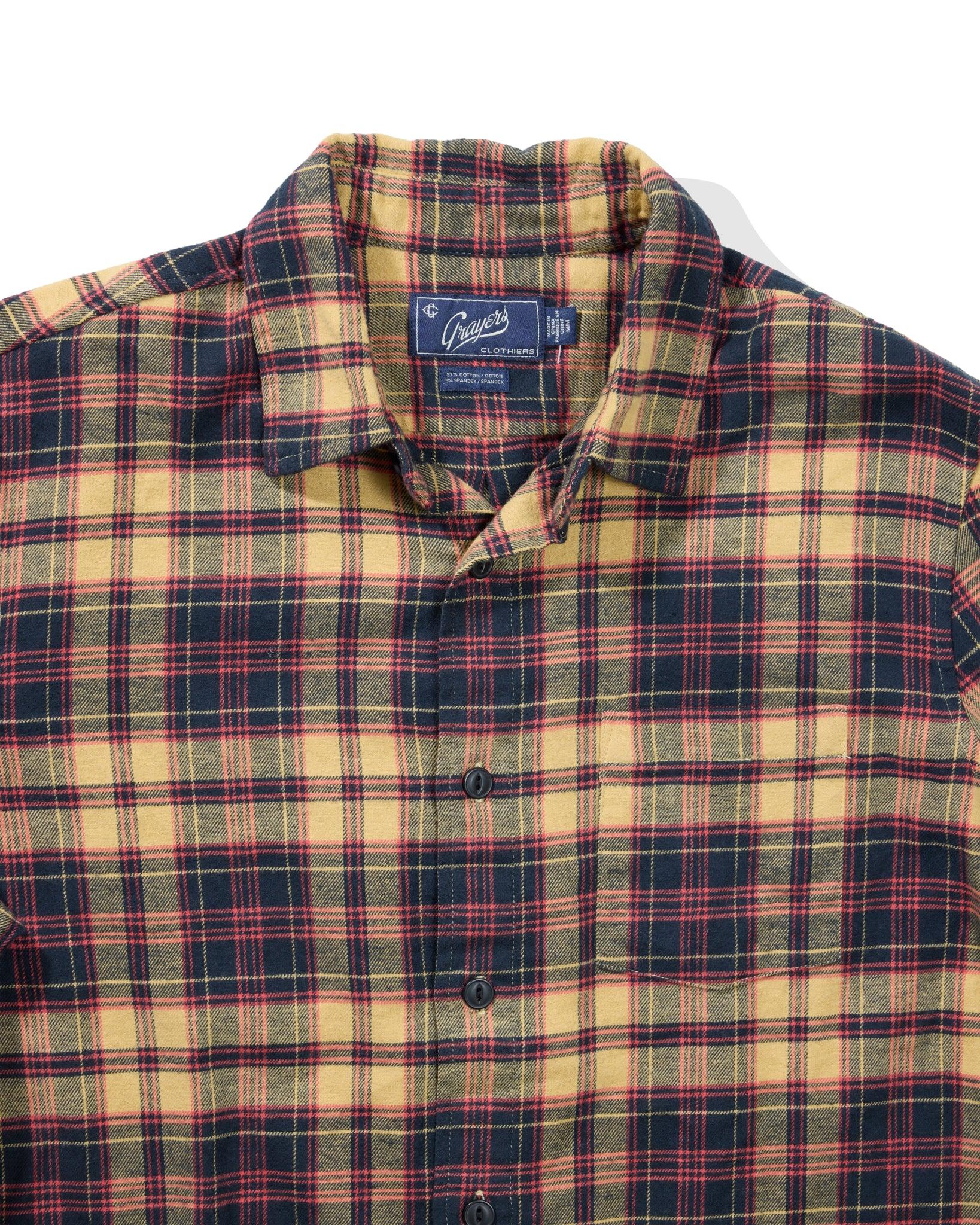 Shady Grove Stretch Flannel Shirt - Navy Red Ecru Product Image