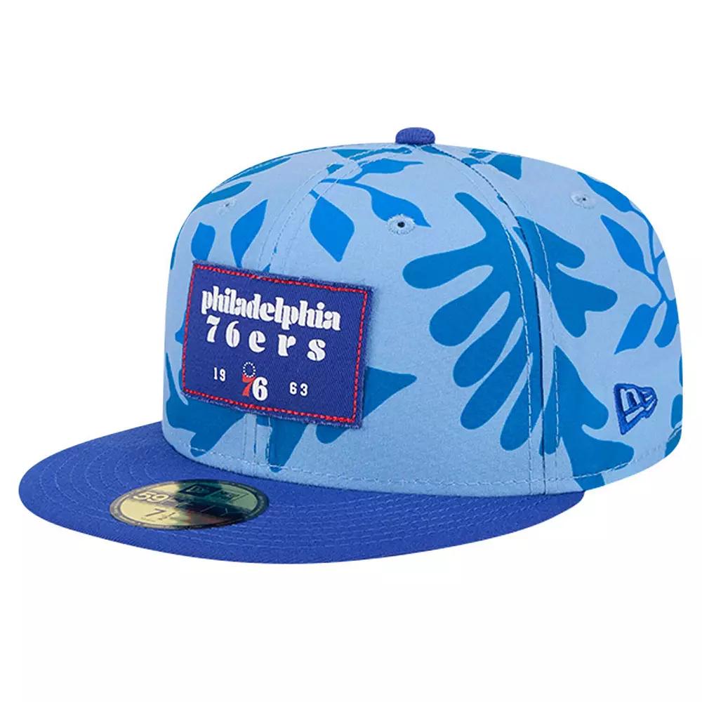 Men's New Era Royal Philadelphia 76ers Palm Fronds 2-Tone 59FIFTY Fitted Hat,  Product Image