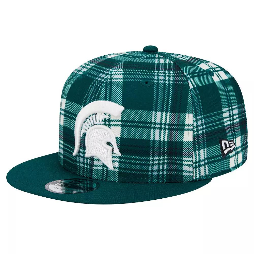 Men's New Era Green Michigan State Spartans Plaid 9FIFTY Snapback Hat Product Image