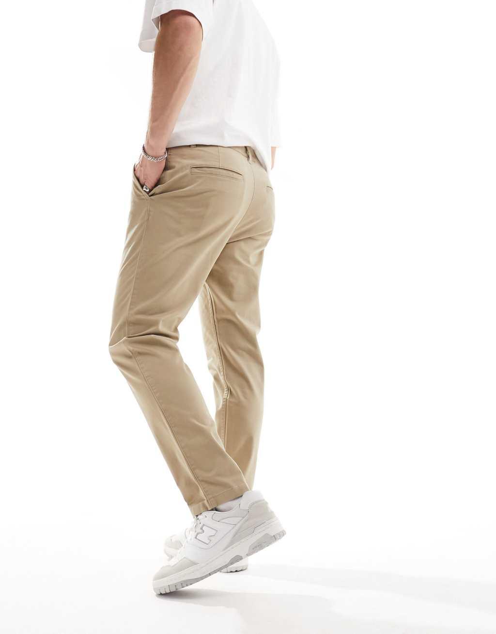 Selected Homme Bill slim fit chino pants in beige Product Image
