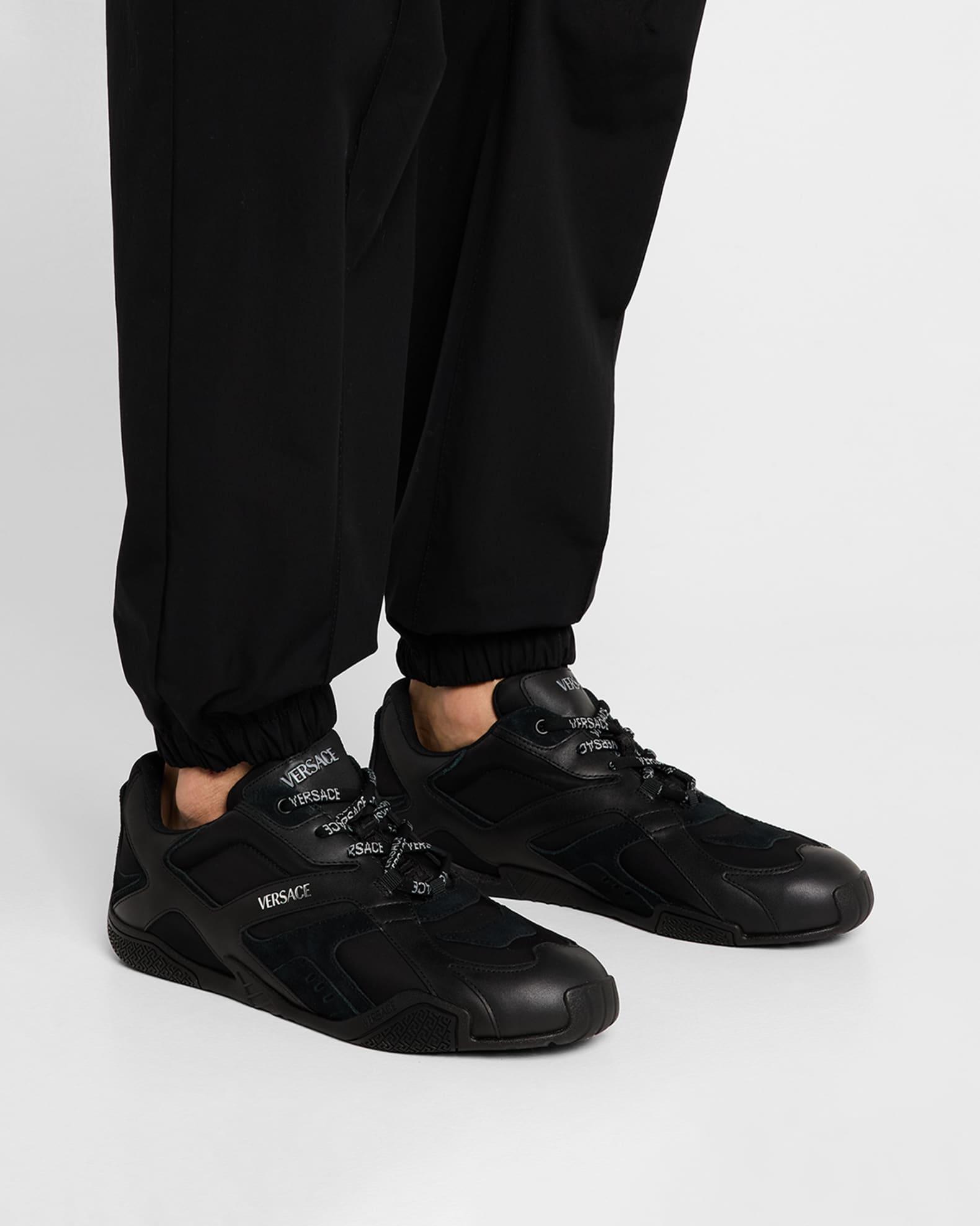 Men's Nylon and Leather Runner Sneakers Product Image