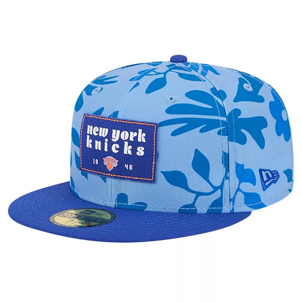 Men's New Era Blue New York Knicks Palm Fronds 2-Tone 59FIFTY Fitted Hat,  Product Image