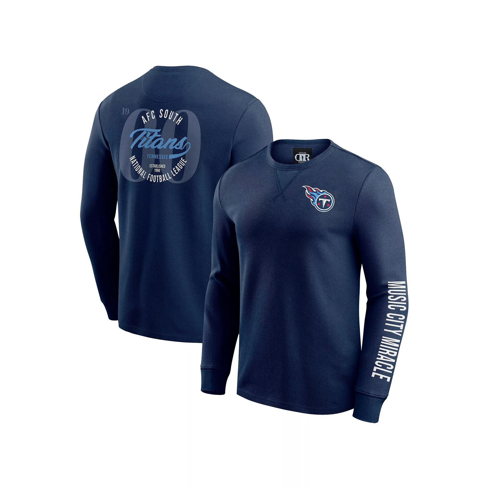 Men's Darius Rucker Collection by Fanatics Navy Tennessee Titans Washed Waffle-Knit Long Sleeve T-Shirt, Size: 3XL, Blue Product Image
