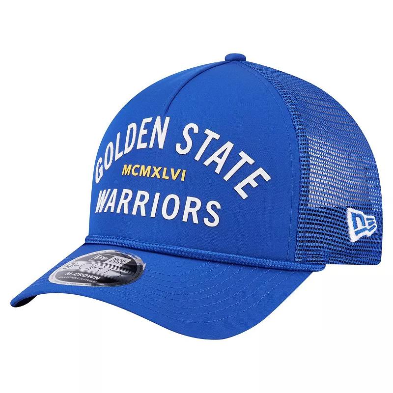 Men's New Era  Royal Golden State Warriors Minimalist A-Frame 9FORTY Trucker Hat, Blue Product Image