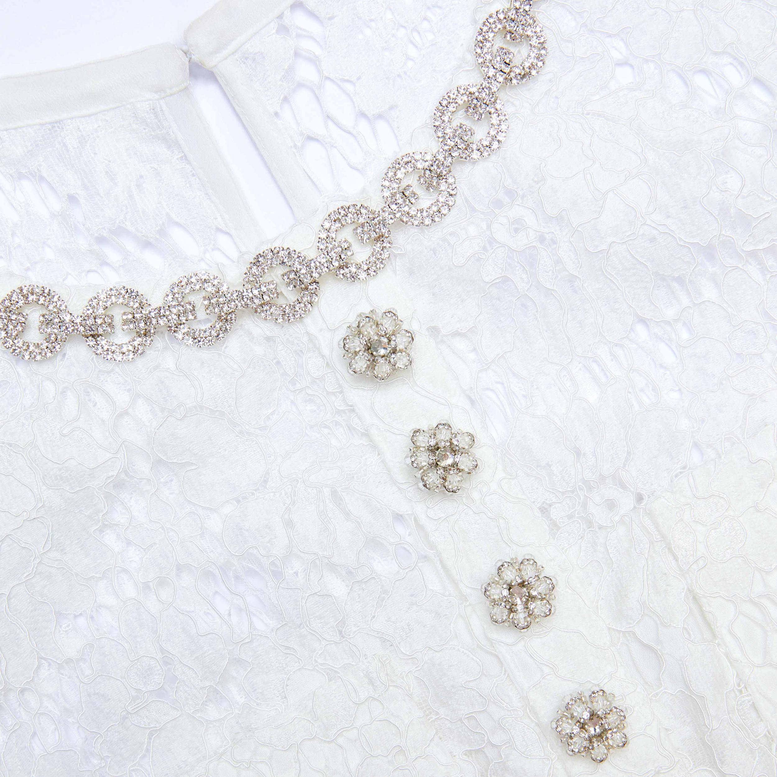 White Lace Satin Maxi Dress Product Image