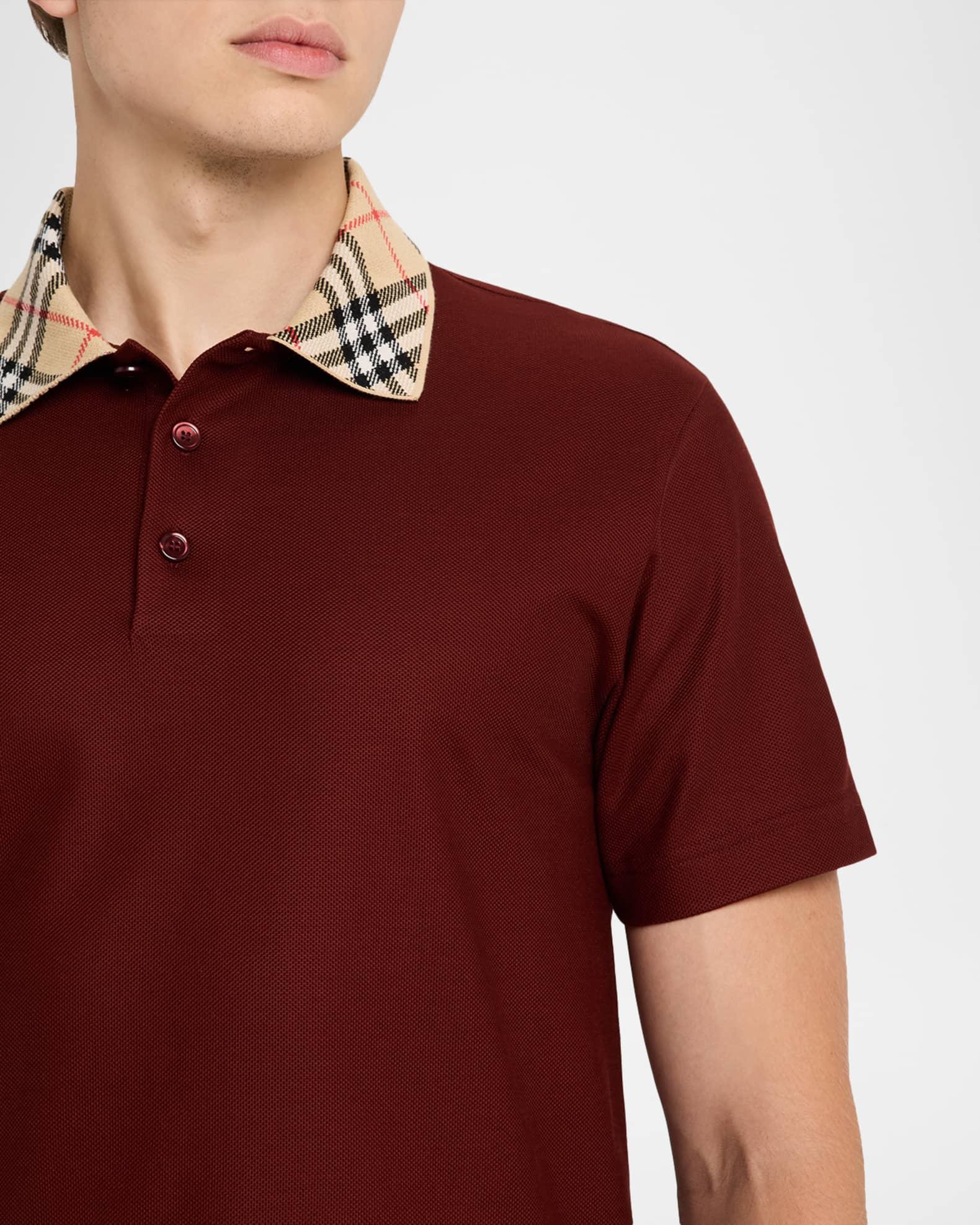 Men's Cotton Check-Collar Polo Shirt Product Image