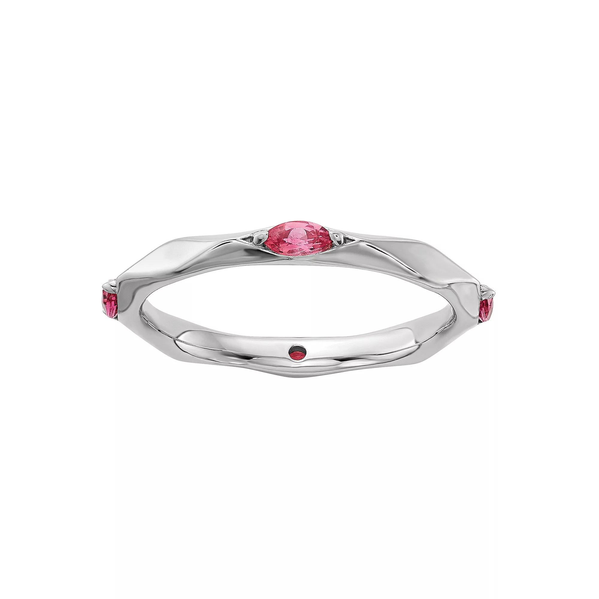 Stacks & Stones Sterling Silver Gemstone Stackable Ring, Women's, Size: 8, Pink Tourmaline Product Image