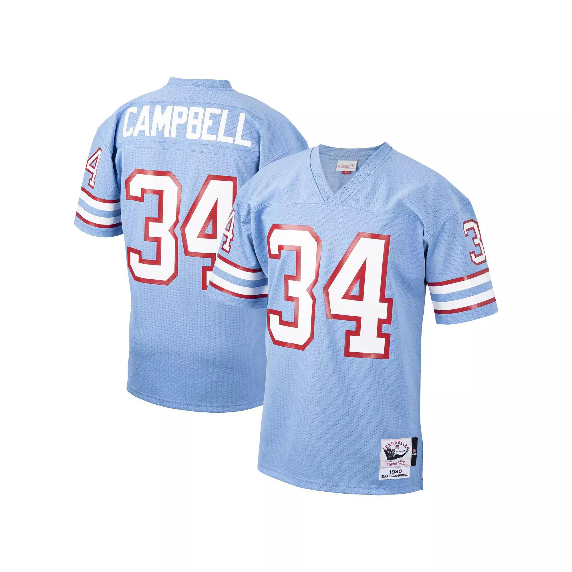 Men's Mitchell & Ness Earl Campbell Light Blue Houston Oilers 1980 Authentic Throwback Retired Player Jersey,  Product Image
