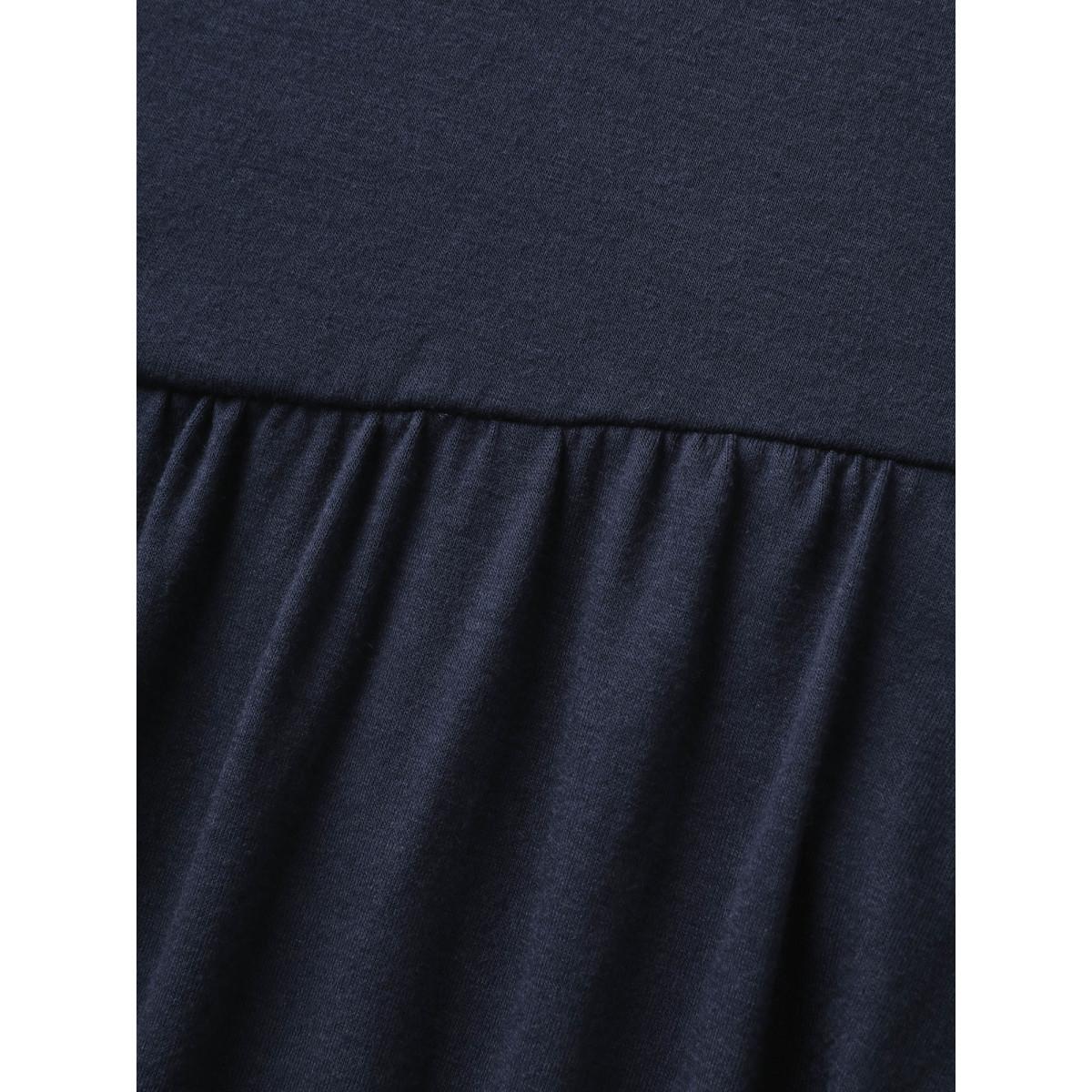 Plus Size Scoop Neck Stretch Solid Pockets Midi Dress Indigo Women Leisure U-neck Short sleeve Curvy BloomChic 14-16/1X Product Image