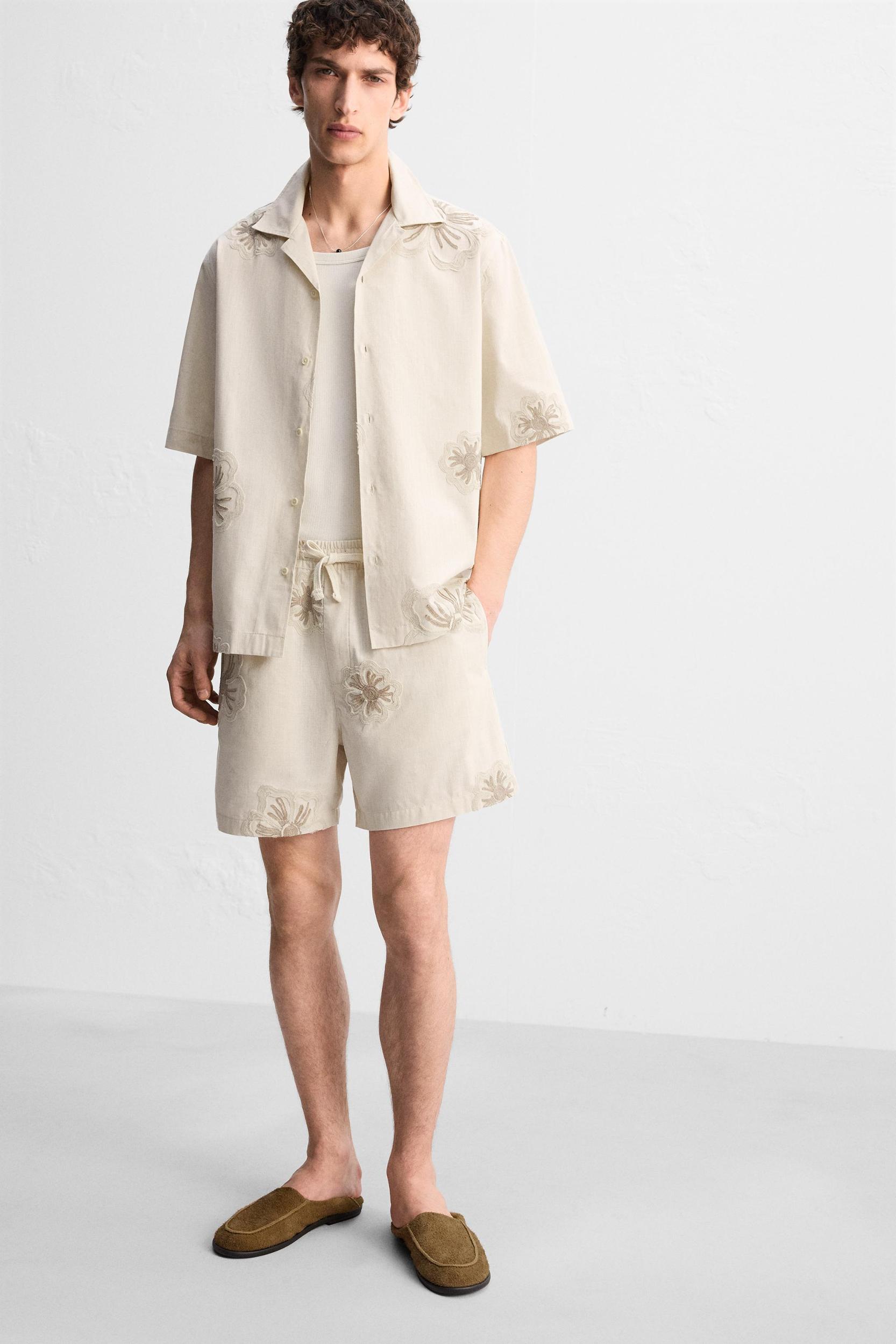 FLORAL EMBROIDERED SHORTS Product Image