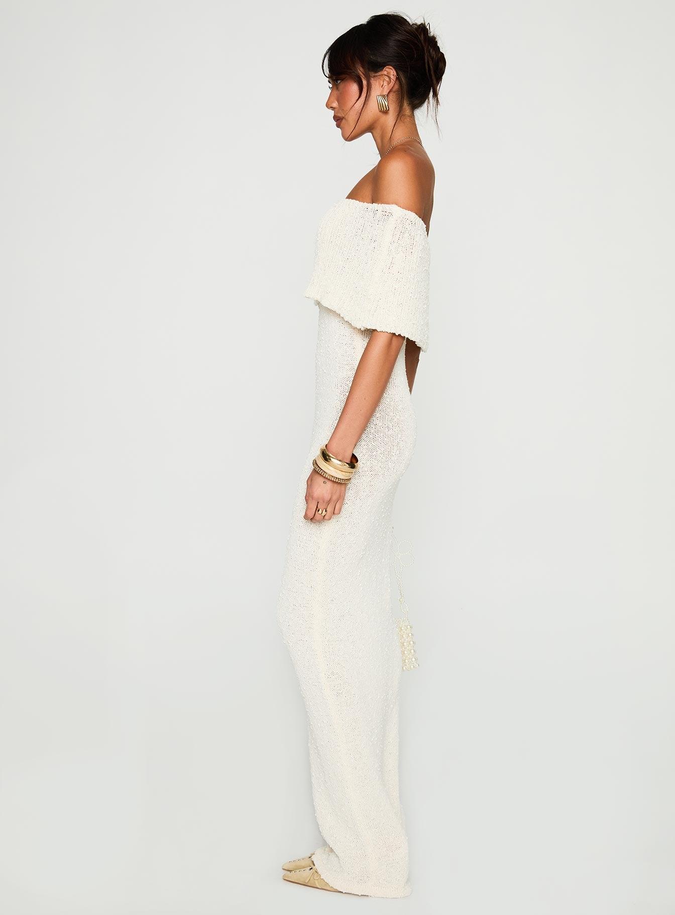 Nixen Strapless Knit Maxi Dress Cream Product Image