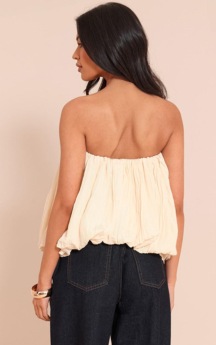  Tall Butter Cream Matte Satin Plisse Puffball Bandeau Product Image