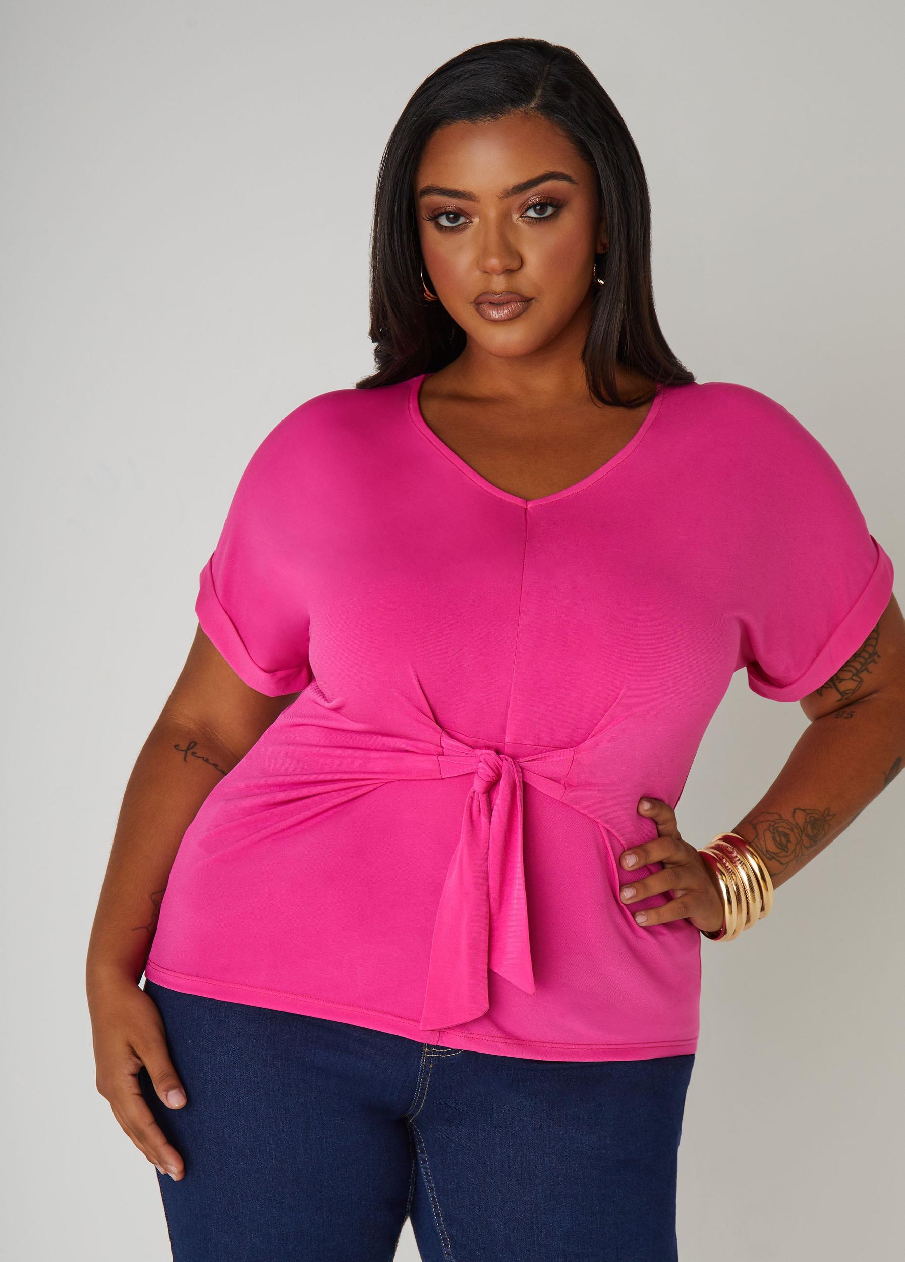 Tie Front Stretch Knit Top Product Image