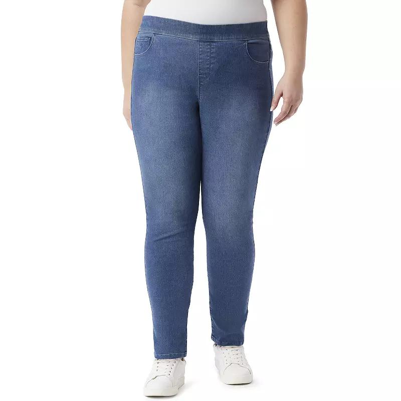 Plus Size Gloria Vanderbilt Tummy Control Pull-On Stretch Jeans, Womens Product Image