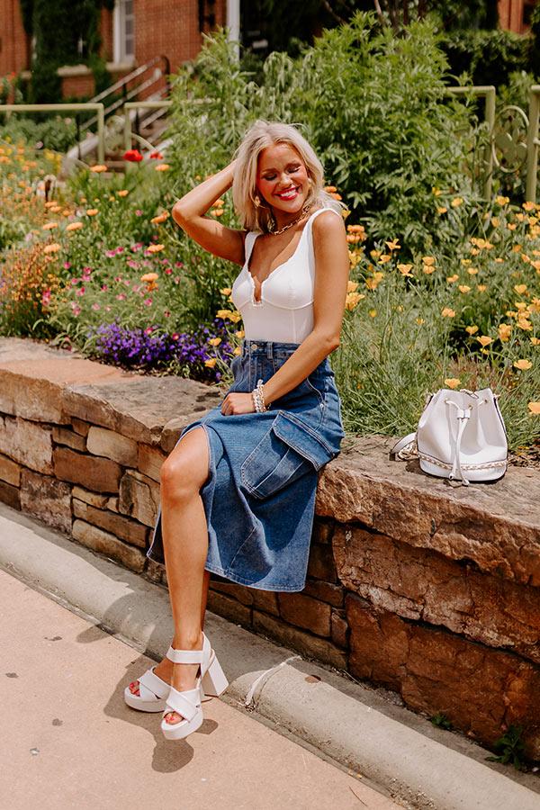 The Ahna High Waist Denim Skirt Product Image