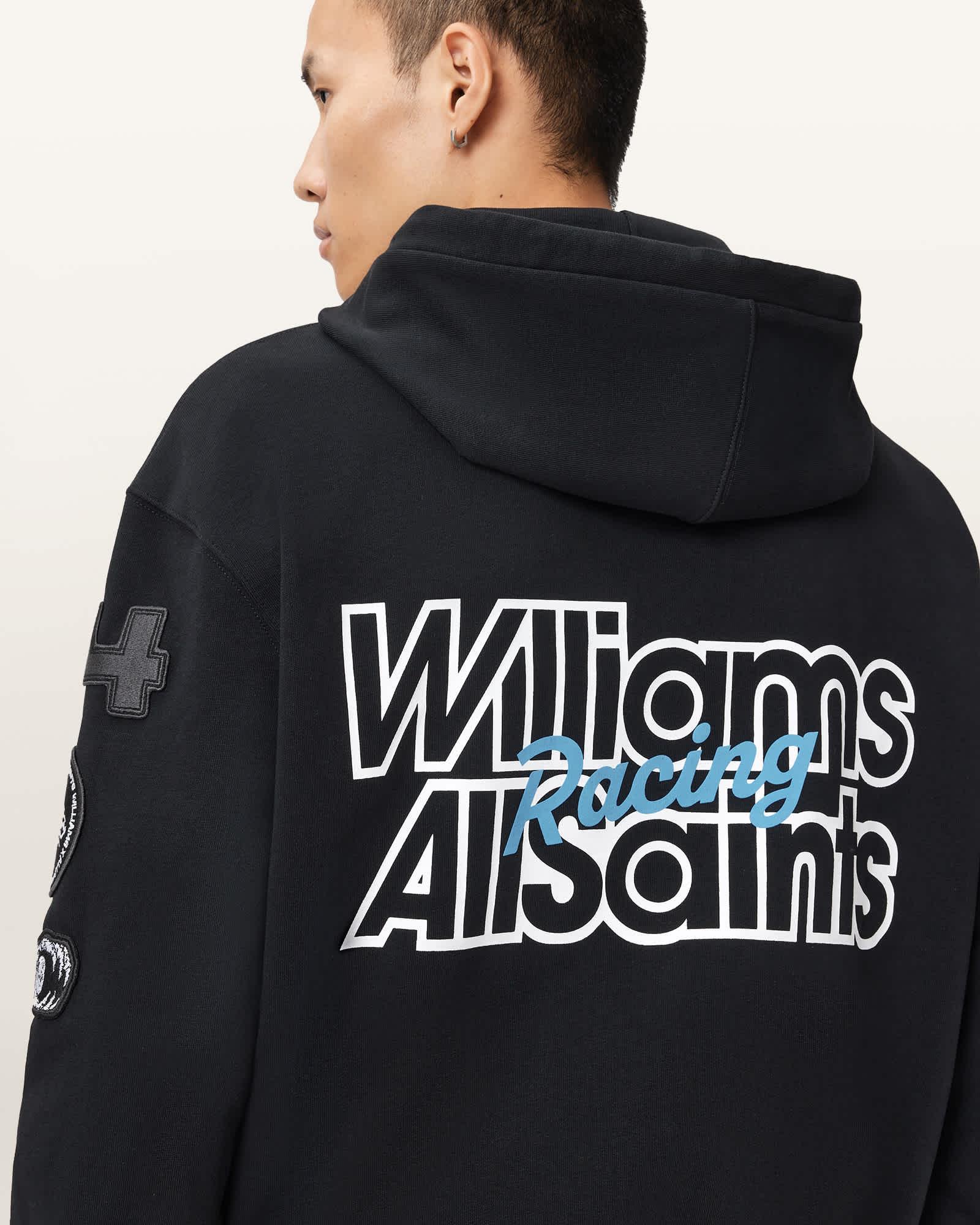 Williams X AllSaints Apex Zip Sweatshirt Jet Black | ALLSAINTS US Product Image