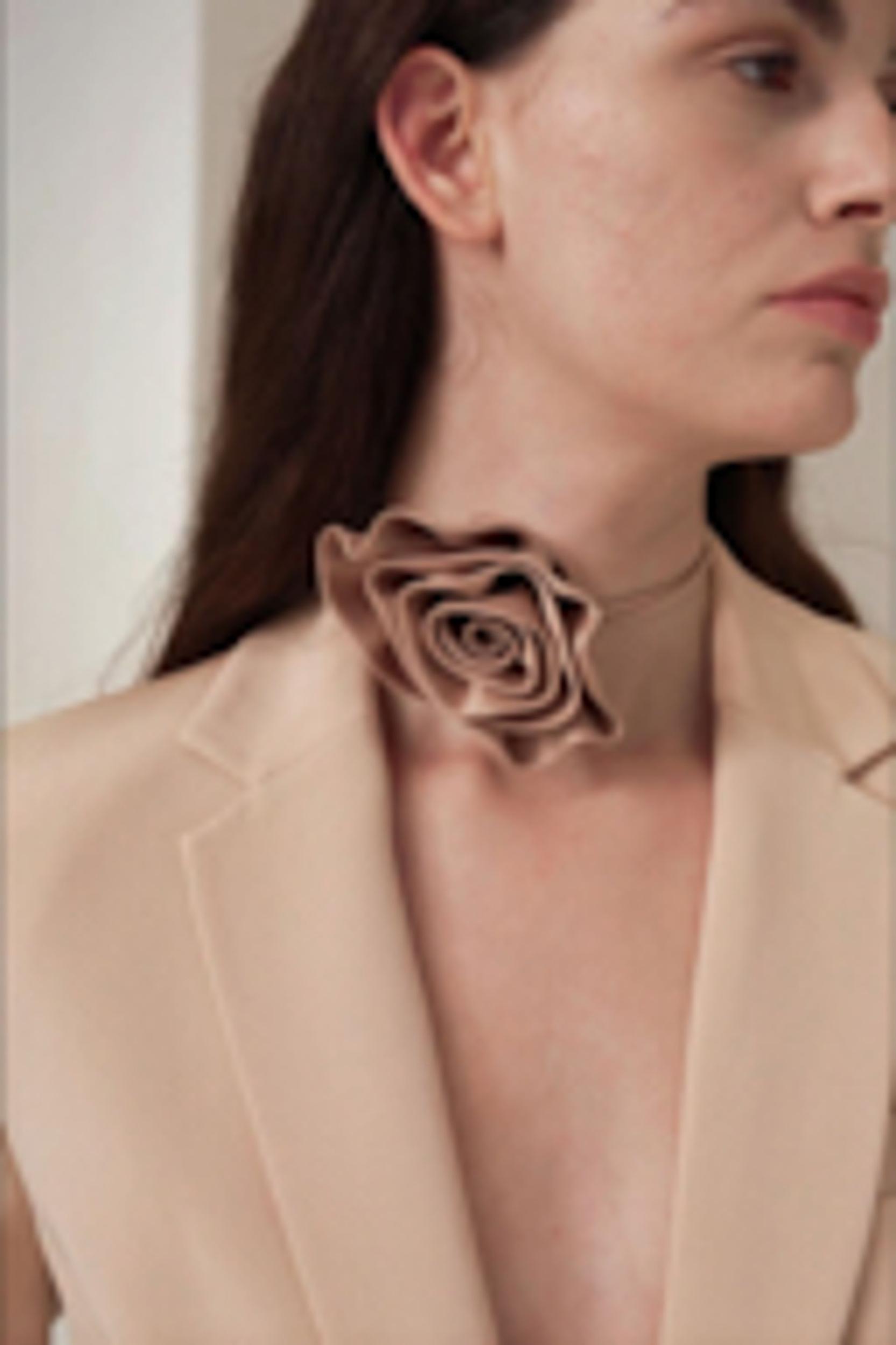 Rosette Silk Collar Necklace Product Image