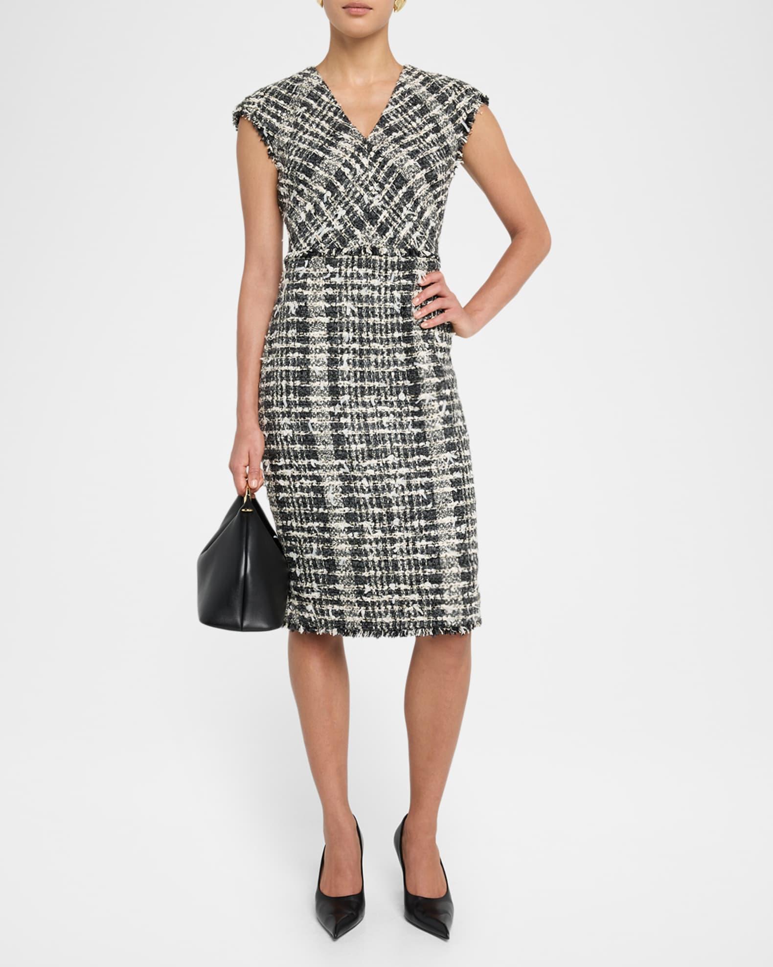 Cap-Sleeve Eyelash Tweed Dress Product Image