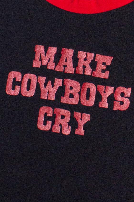 Make Cowboys Cry Crop Ringer Tee Product Image