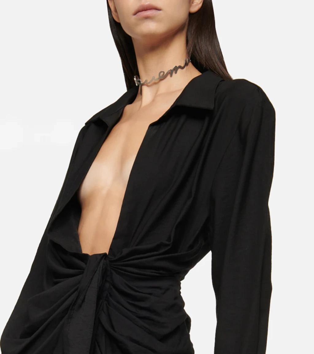 JACQUEMUS La Robe Bahia Viscose Jersey Mini Dress In Black Product Image