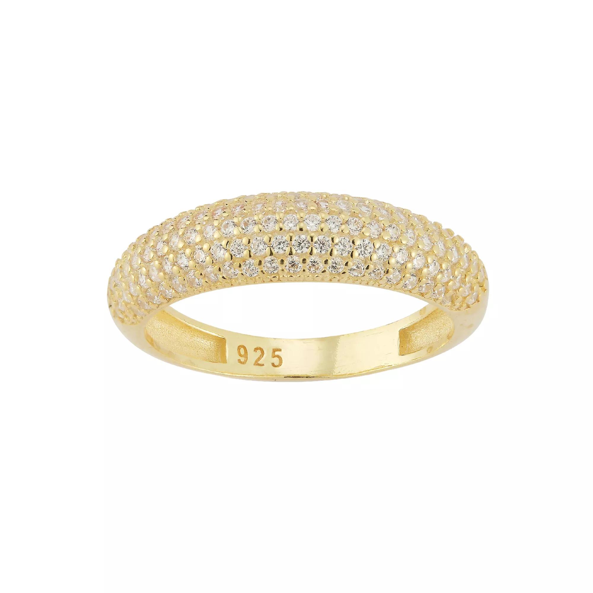 Sunkissed Sterling Cubic Zirconia Pave Dome Ring, Womens Yellow Gold Tone Product Image