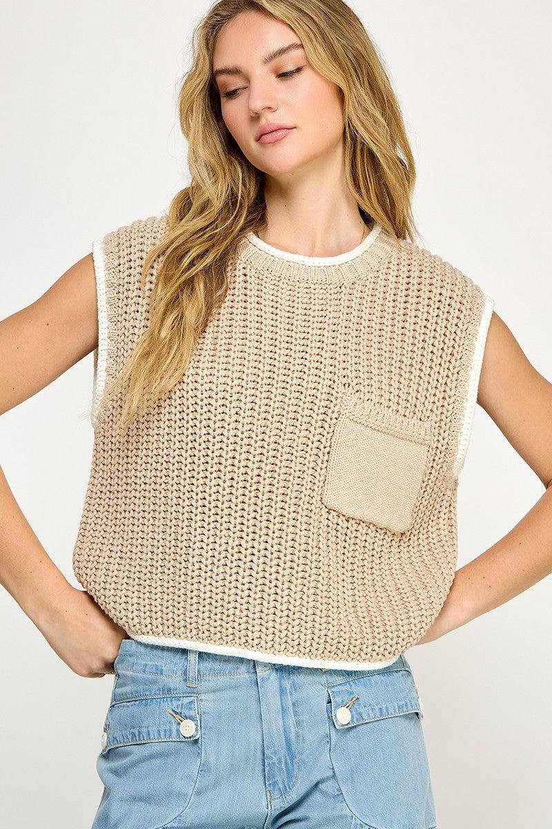 Soft Chunky Knit Sweater Vest Product Image