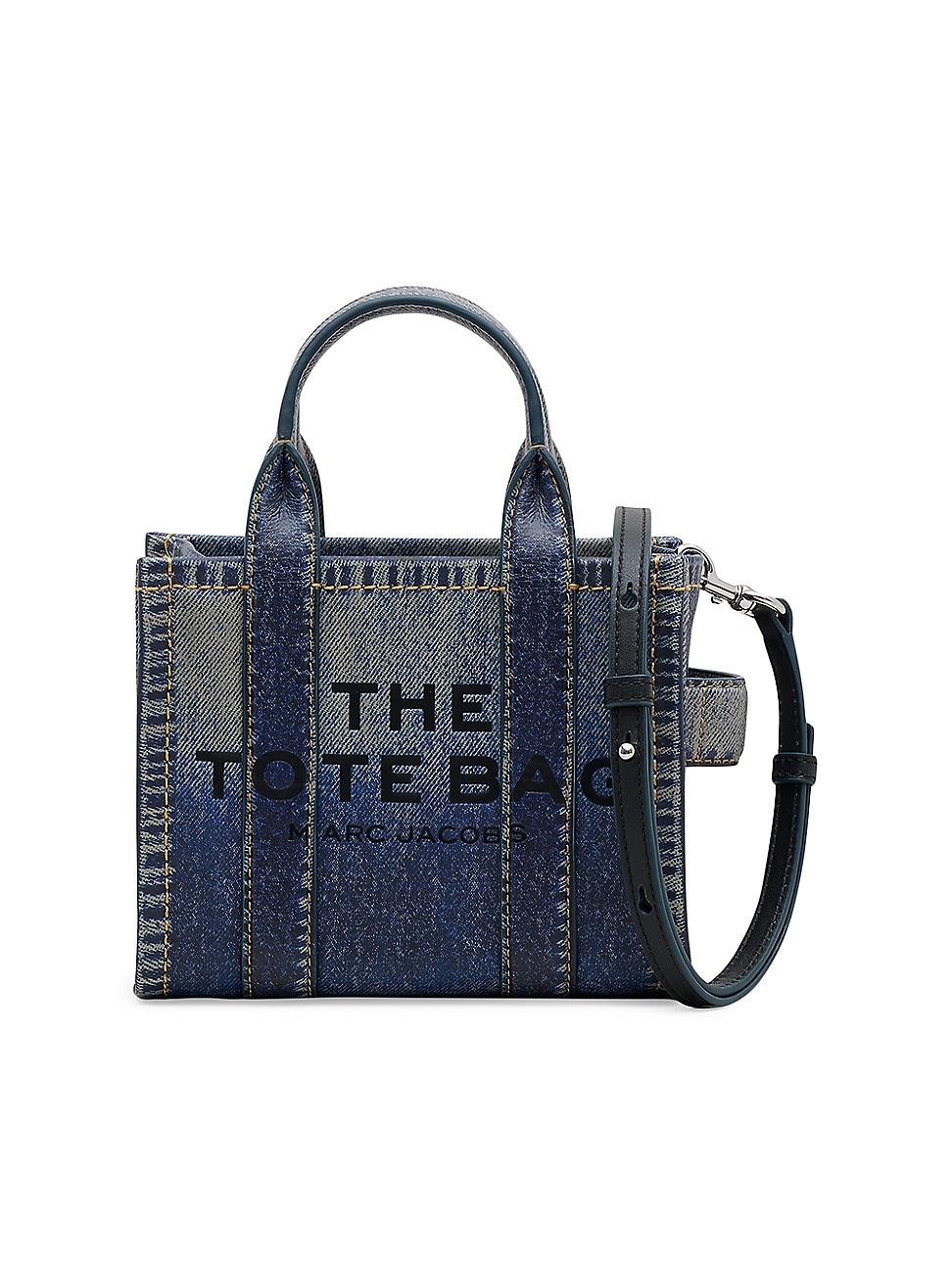 Marc Jacobs The Denim Printed Leather Crossbody Tote Bag Denim One Size Product Image