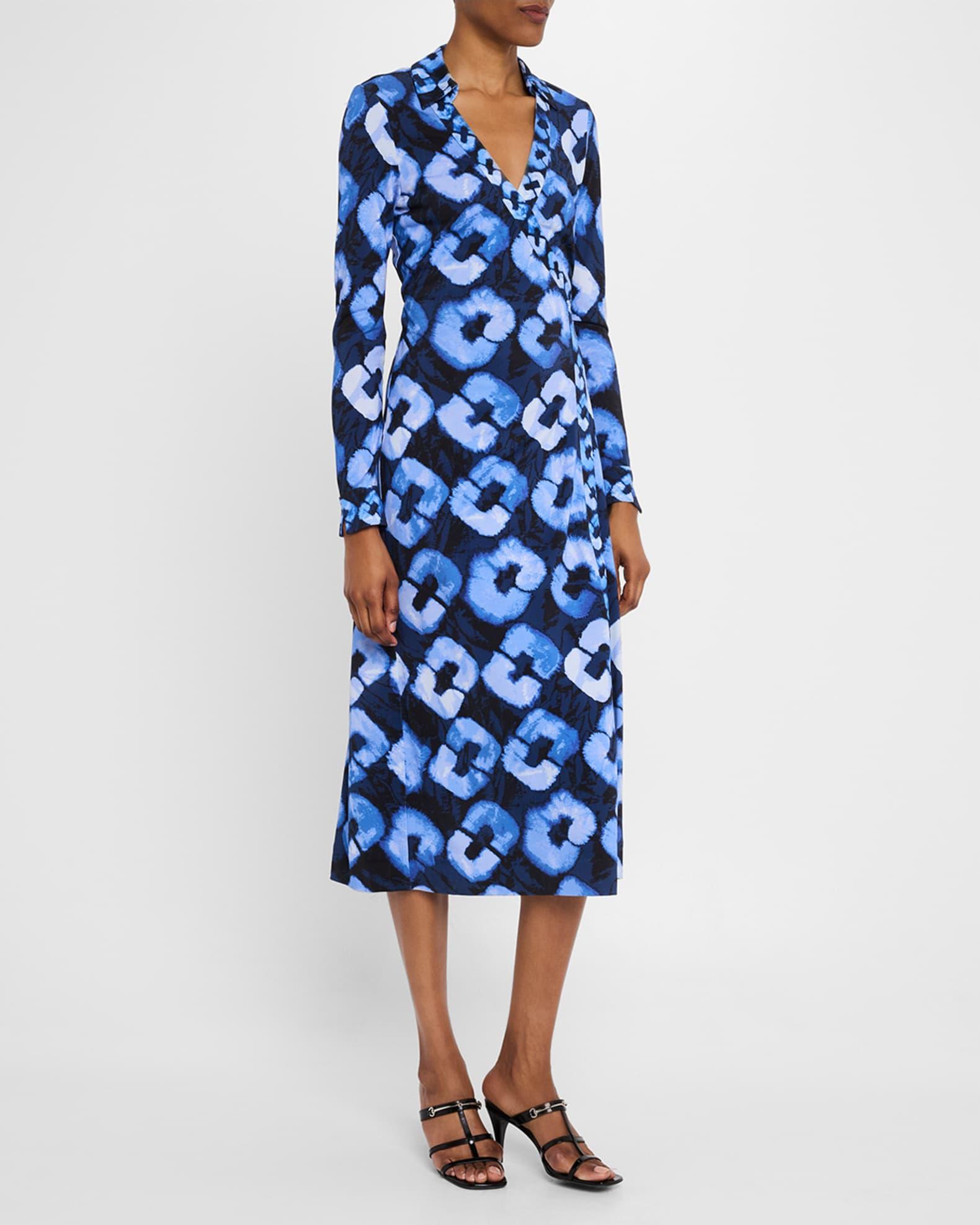 Abigail Geometric-Print Silk Midi Wrap Dress Product Image