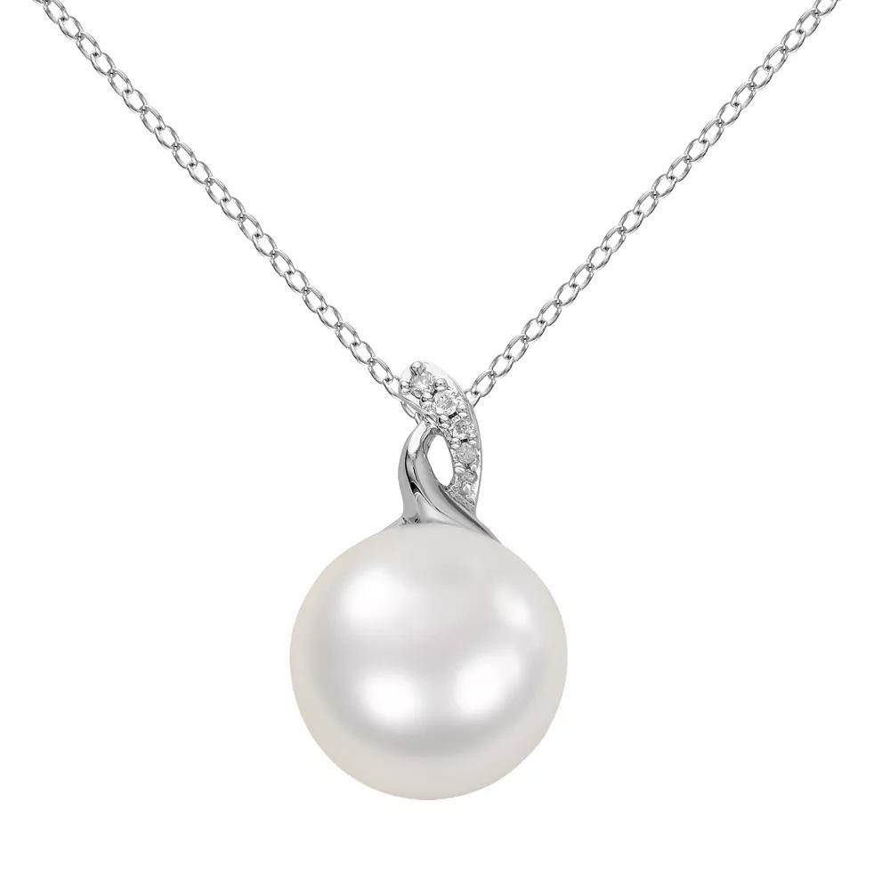 Stella Grace Sterling Silver Freshwater Cultured Pearl and Diamond Accent Pendant, Women's, Size: 18", White Product Image