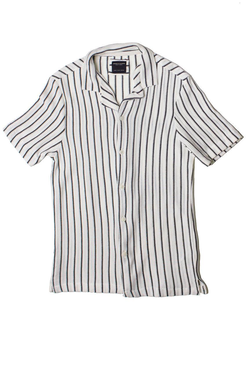 Knit Black Stripe Button Up Shirt Product Image
