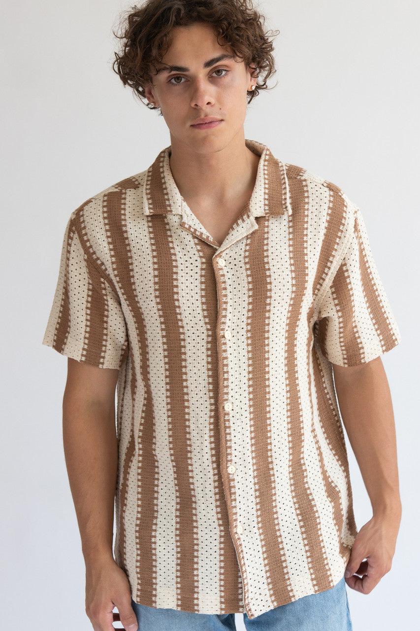 Crochet Striped Woven Shirt Product Image