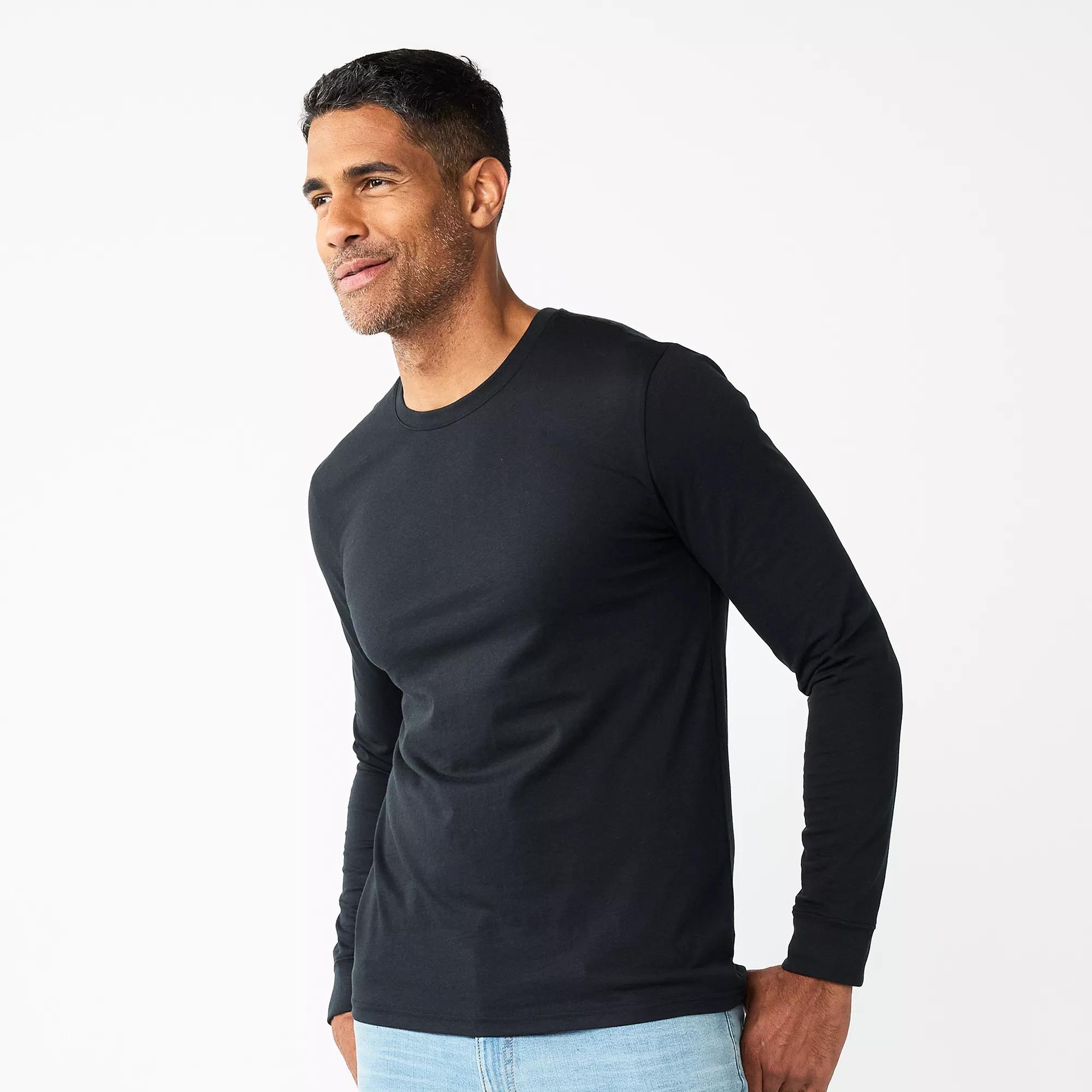 Men's Sonoma Goods For Life® Supersoft Long Sleeve Crewneck Tee, Size: Small, New Black Product Image