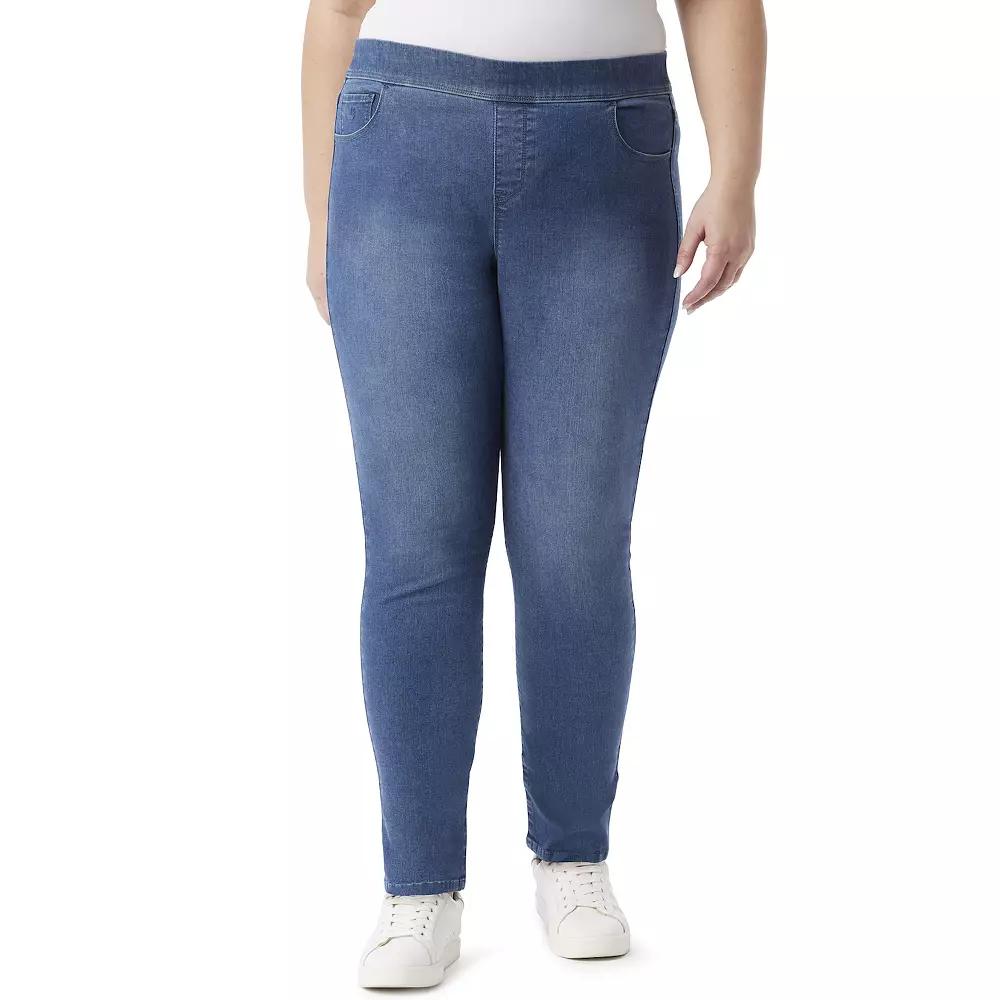 Plus Size Gloria Vanderbilt Tummy Control Pull-On Stretch Jeans, Womens Product Image