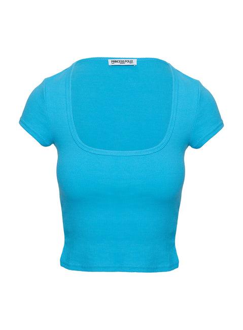 Baseline Square Neck Rib Top Blue Product Image