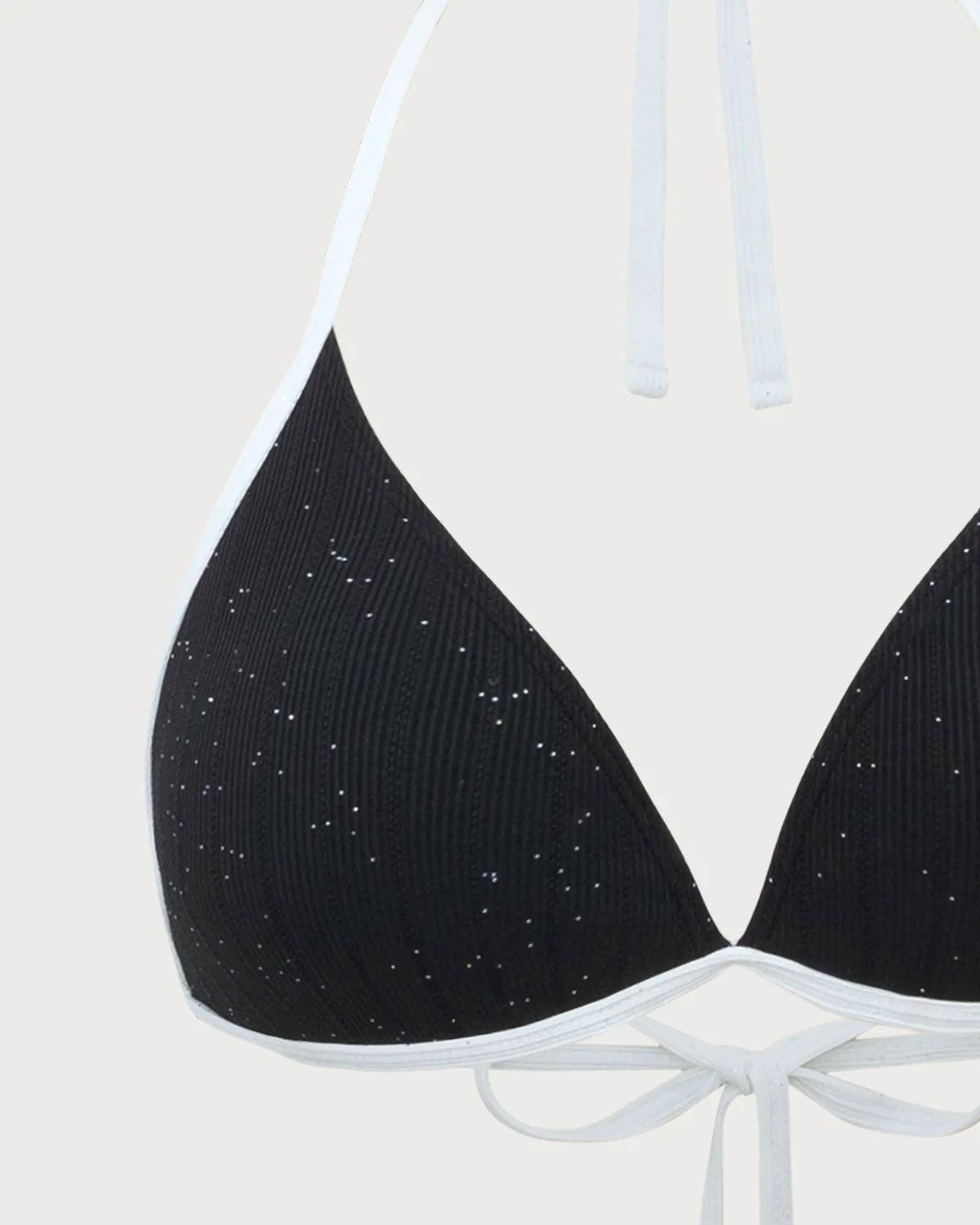 Black Contrast Sequins Bikini Set Product Image