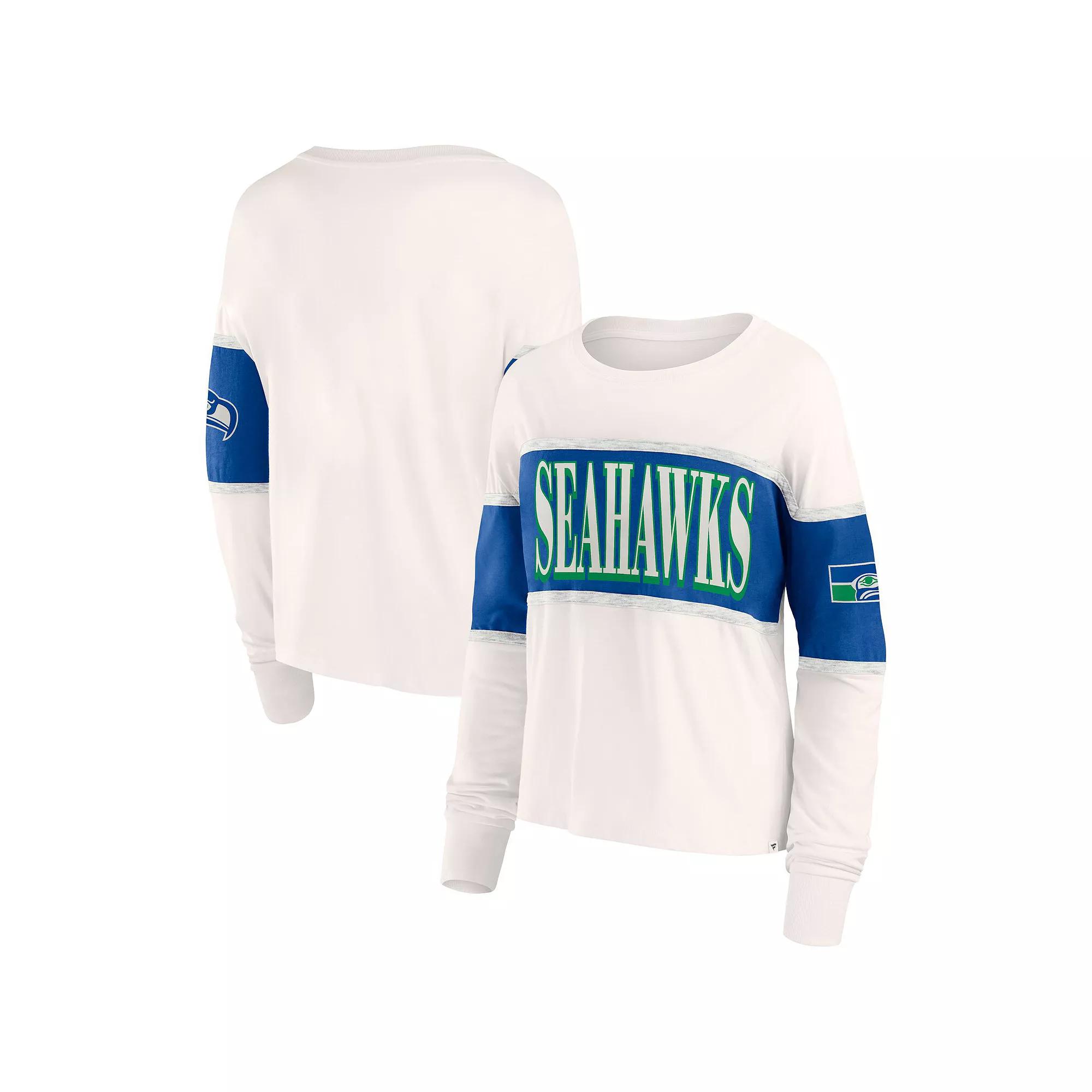 Women's Fanatics Cream Seattle Seahawks Antique Block Long Sleeve T-Shirt, Size: 2XL, Beige Product Image