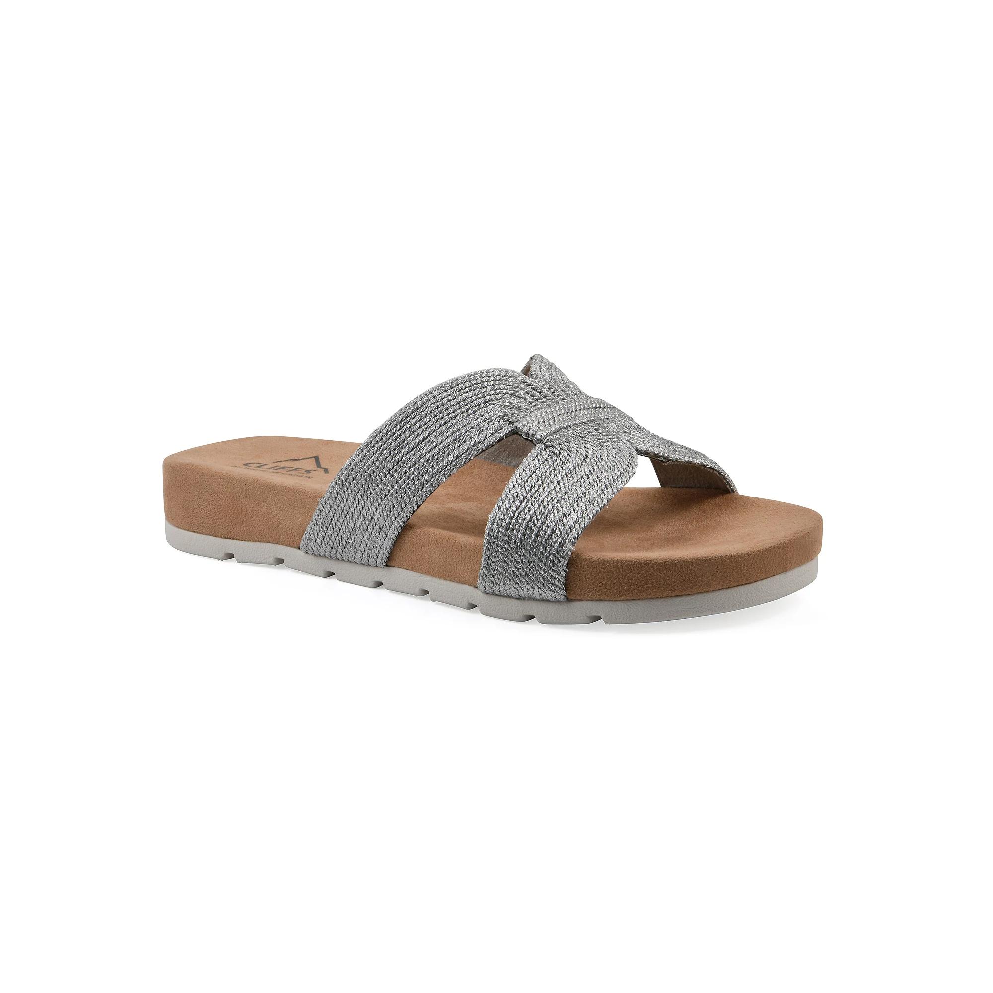 Cliffs by White Mountain Tindra Women's Slide Sandals, Size: 9, Silver Raffia Product Image