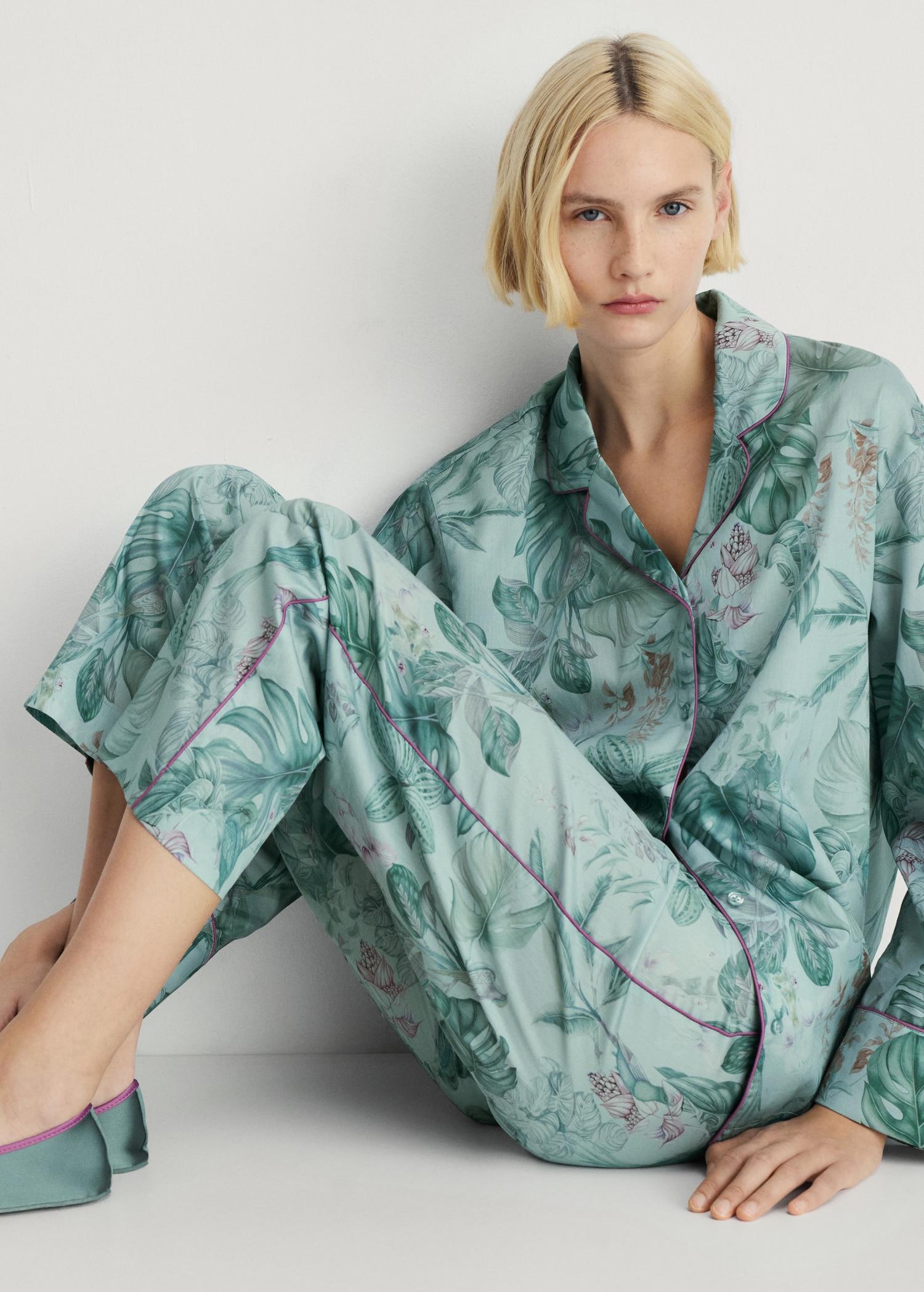 Tropical-print pajama pants - Women | MANGO USA Product Image