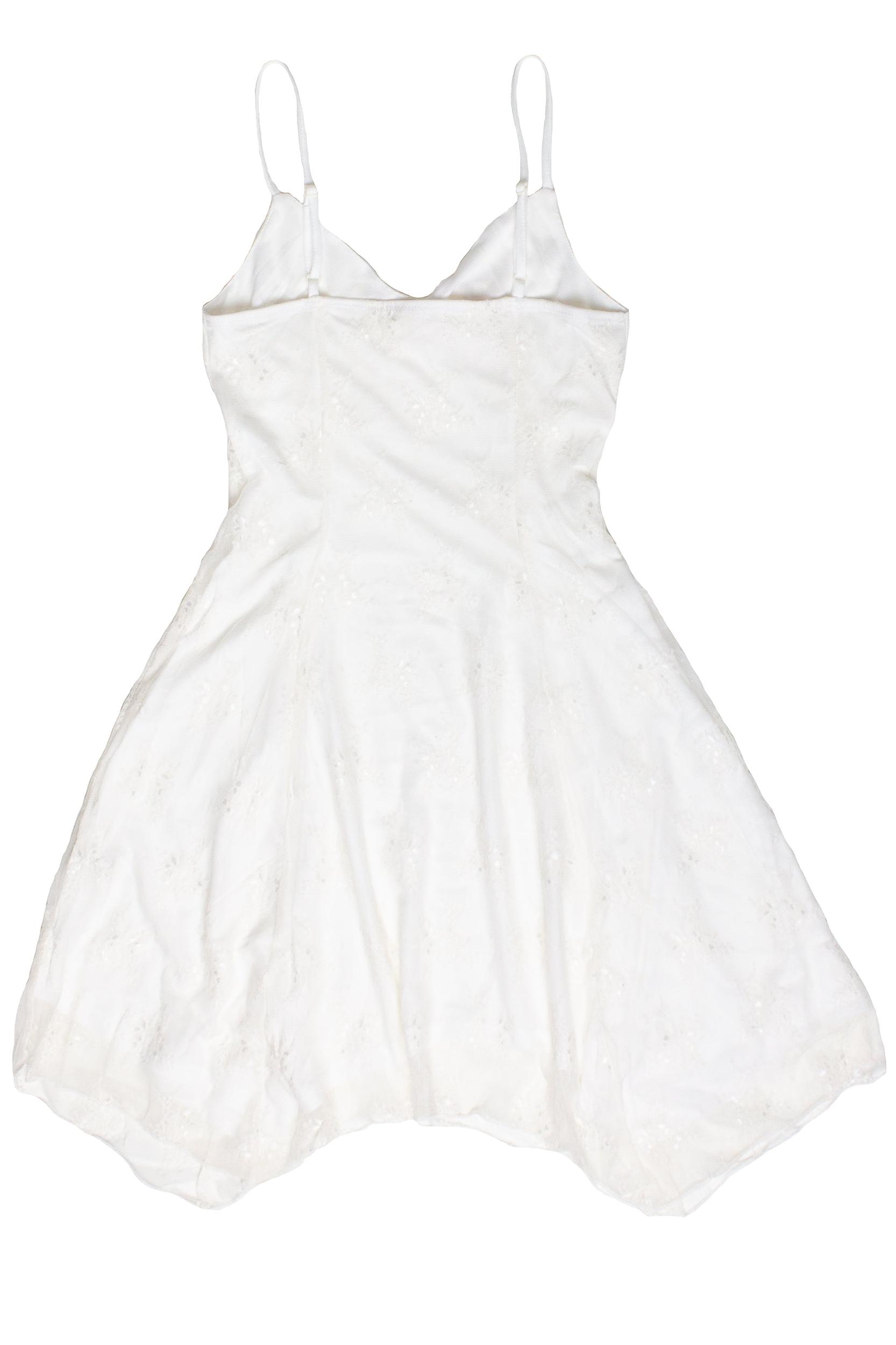 Floral Mesh Lace Hanky Hem Mini Dress Product Image