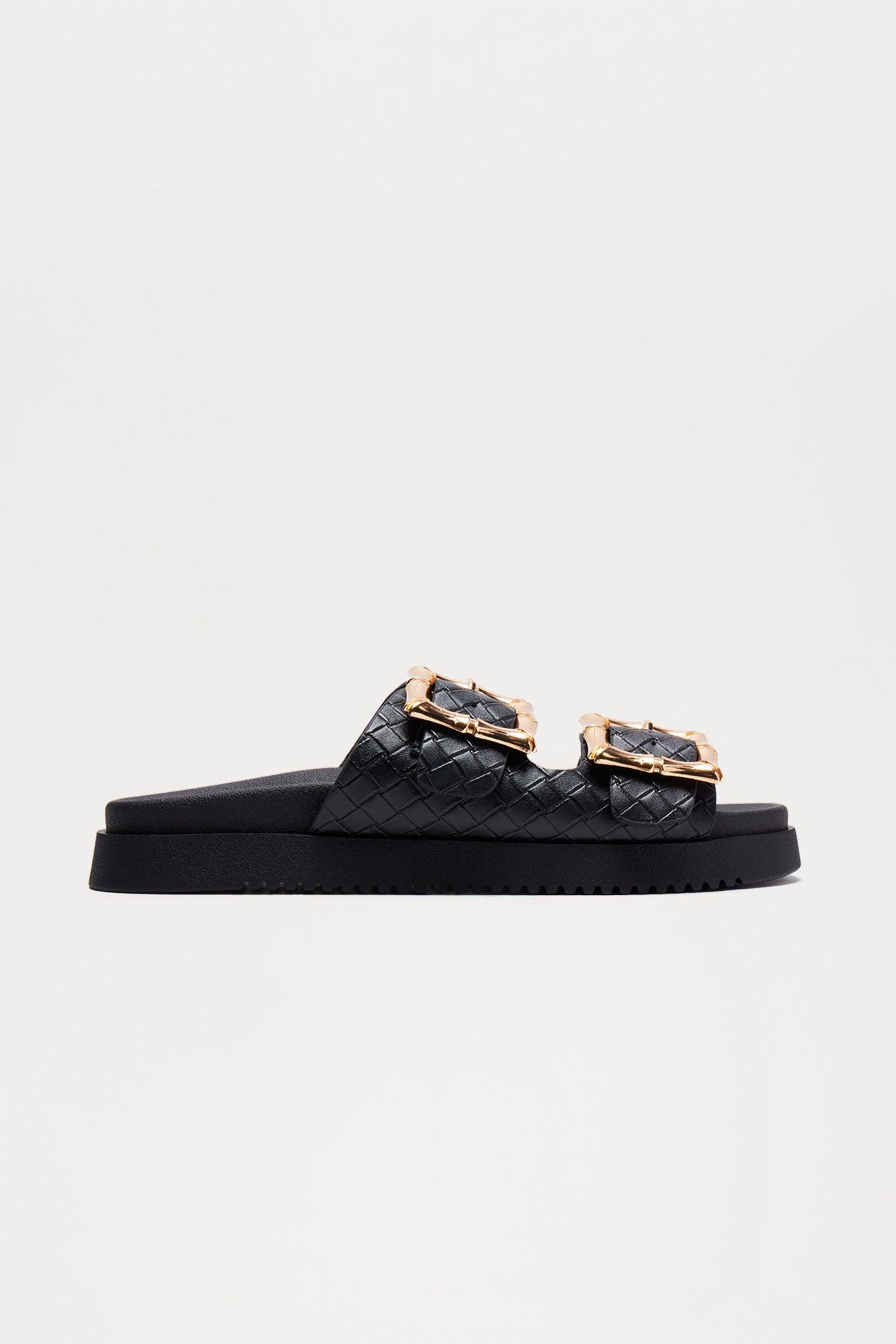 Lyon Buckle Sandals - Black Product Image