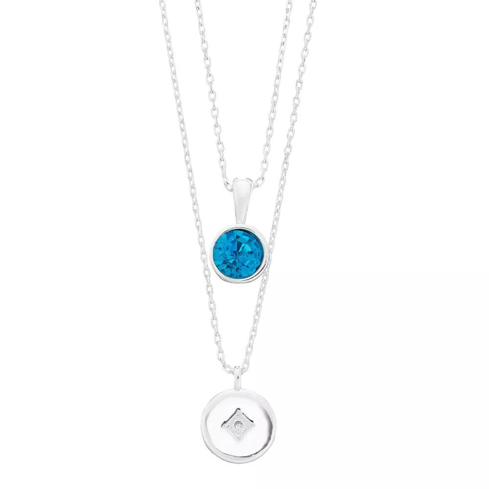 City Luxe Simulated Gemstone Birthstone Double Strand Necklace, Women's, Silver Tone March Product Image