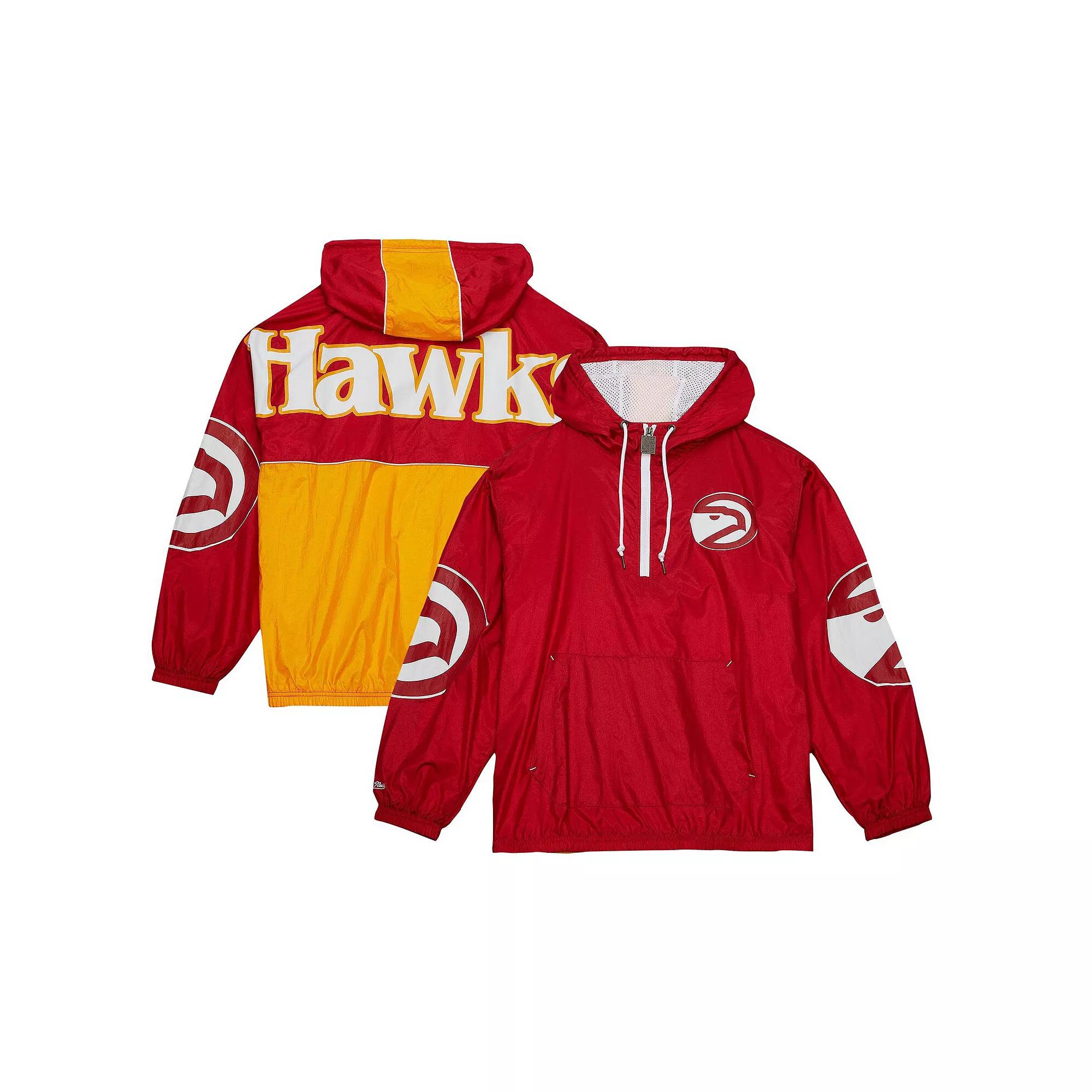 Men's Mitchell & Ness  Red Atlanta Hawks Hardwood Classics Team OG 2.0 Anorak Hoodie Half-Zip Windbreaker Jacket, Size: Medium Product Image