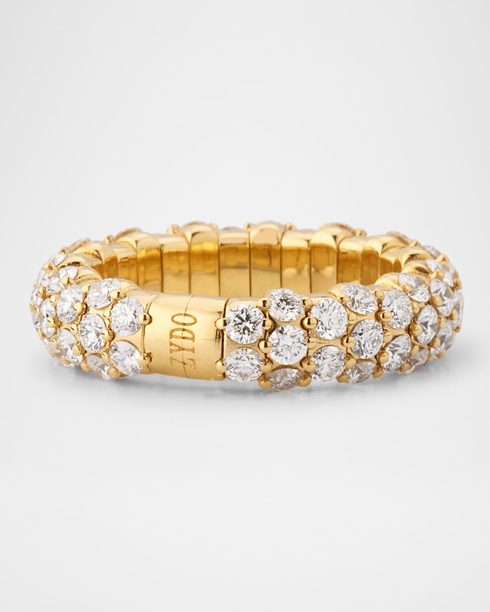 18K Yellow Gold Stretch Ring with Diamonds, Size 6 Product Image